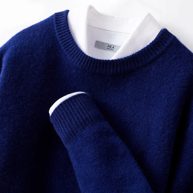 Oversize Soft Wool Men Sweater O-Neck Knitted Jumpers Long Sleeve Male Pullover Soft Warm Cashmere Korean luxury clothing