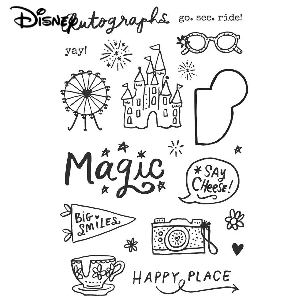 Disneyland Magic Ferris Wheel Clear Stamps Say Cheese Main Street Silicone Stamps for Diy Scrapbooking Photo Album Crafts Making