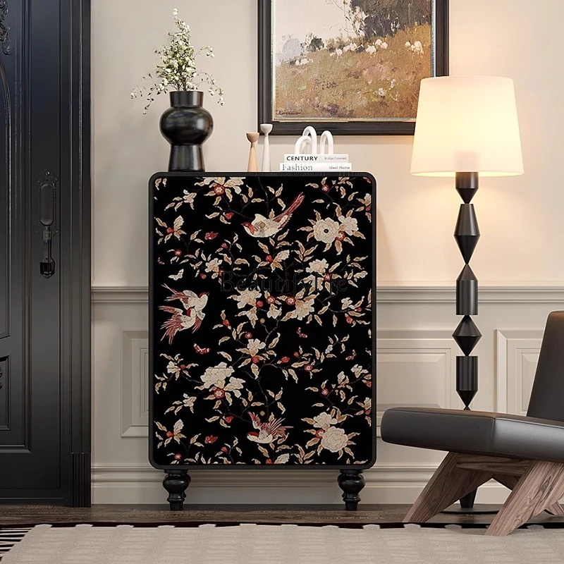 

French medieval style niche art ultra-thin shoe cabinet household door tipping bucket entry cabinet