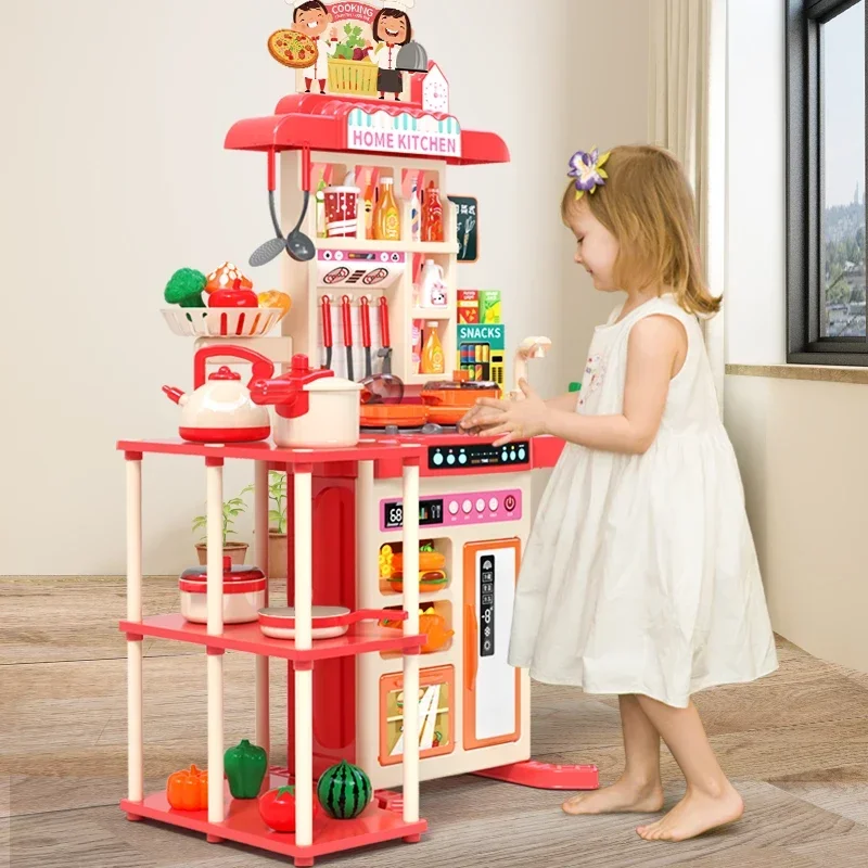 Children Play House Toys Family Kids Kitchen Toys Cooking Simulation Table Kitchen Set Toys Factory Wholesale