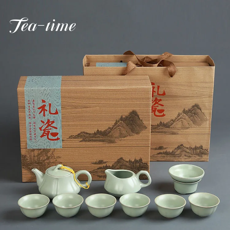 

Chinese Kung Fu Travel Tea Set Ceramic Ru Kiln Teapot Teacup Gaiwan Porcelain Teaset Kettles Teaware Sets Drinkware Tea Ceremony