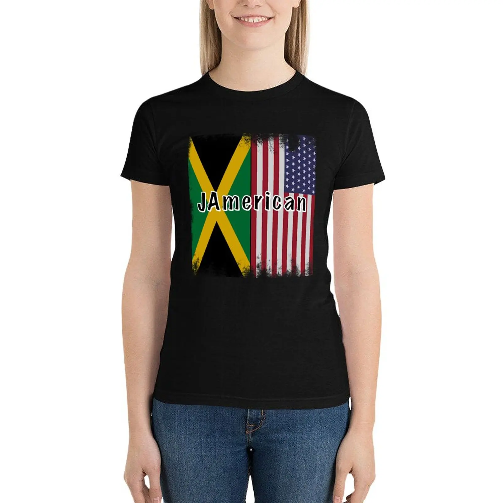 

Jamerican Flag, Jamaican Roots and American Flag - Jamerican T-Shirt korean fashion oversized T-shirt Women