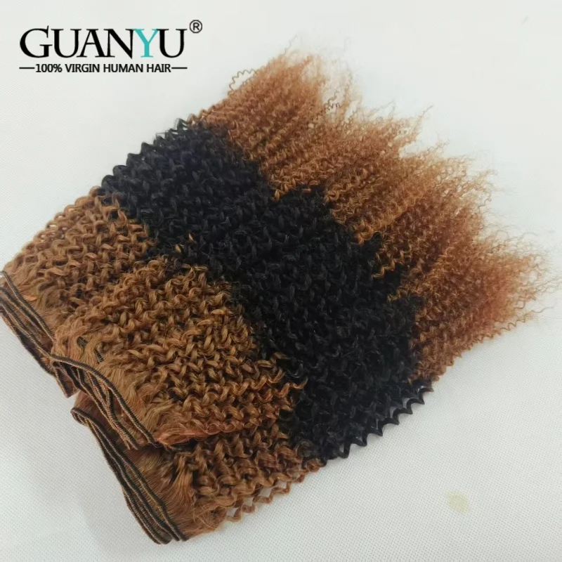 T301B30 Brazilian Kinky Curly Human Hair Bundles Ombre Blonde Colored Curly Hair Weave 1/3 Bundles 100% Virgin Raw Hair Extens