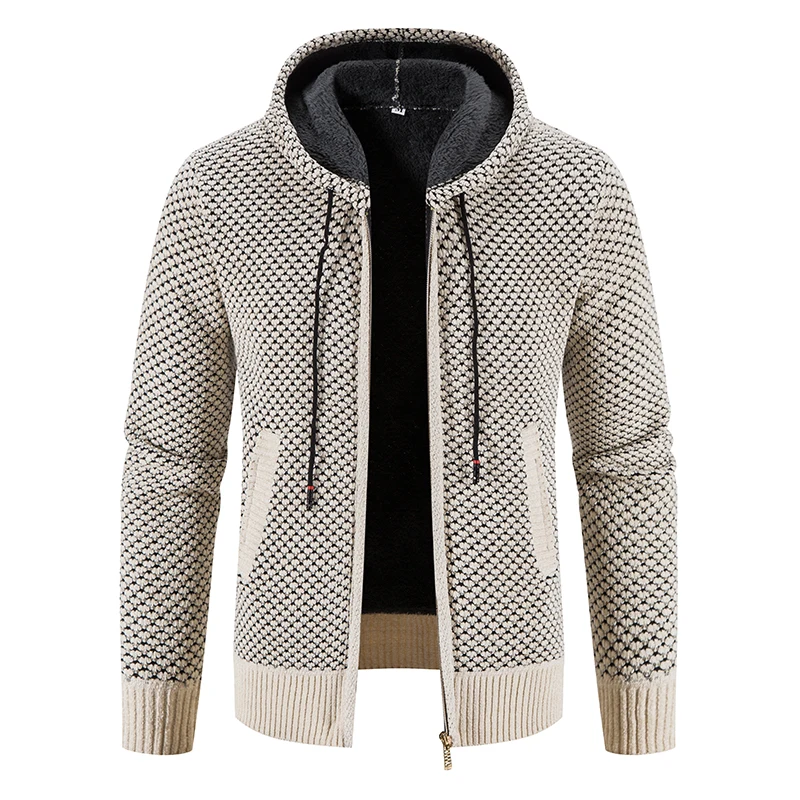 High Quality Winter Men Cardigan Sweater Thick Warm Hooded Casual Sweatercoat Mens Solid Zipper Knitted Cardigan Sweaters Men