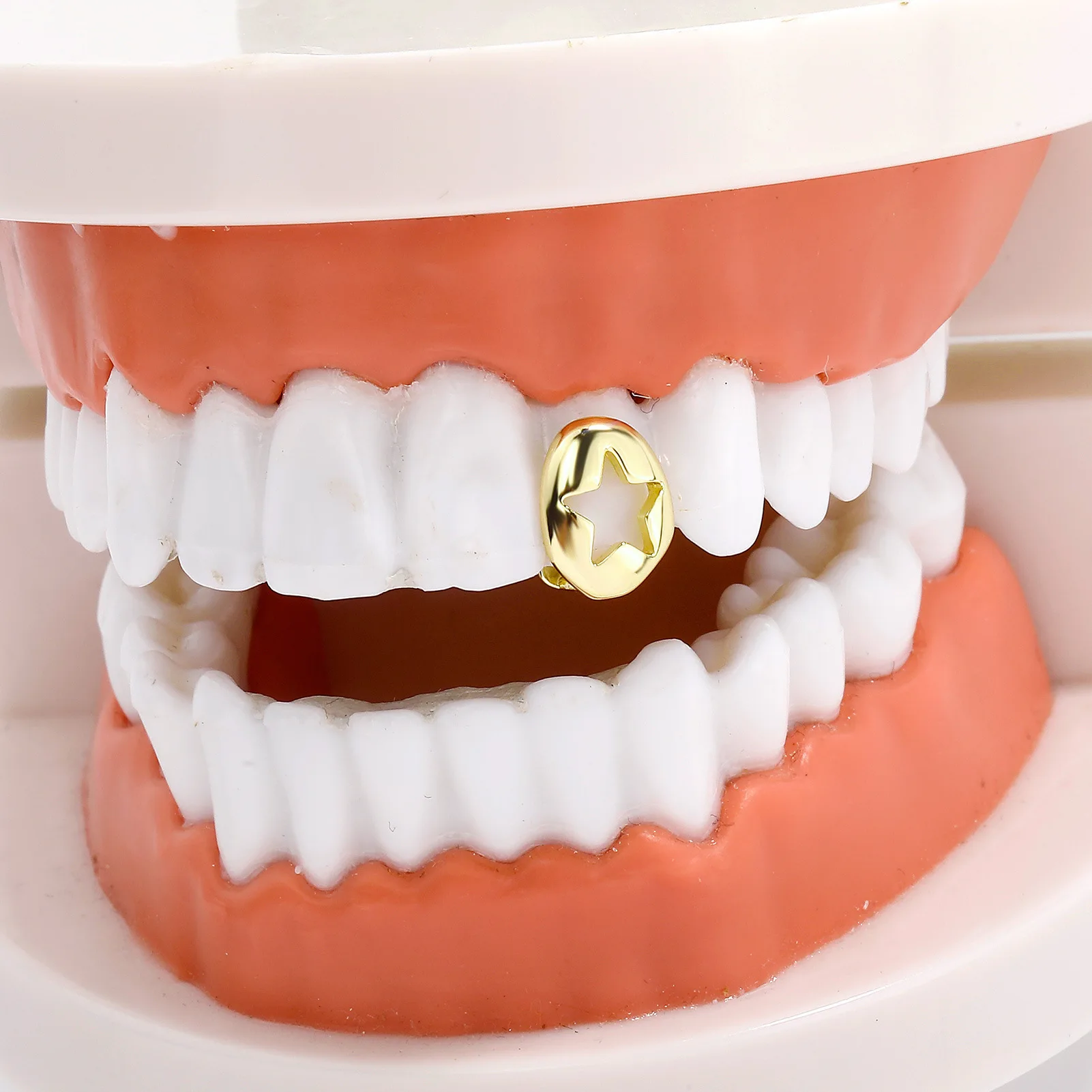 RACHELZ Y2K واحد مجوف خارج ستار الأسنان Grillz خمر لامعة الجوف الأسنان قبعات للنساء الرجال المجوهرات عيد الميلاد تأثيري هدية