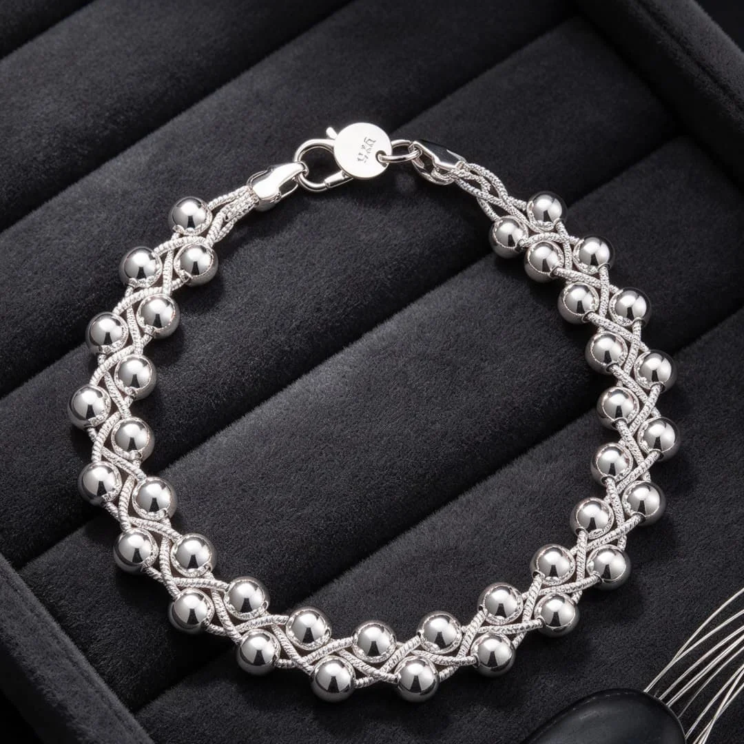 New luxury 925 Sterling Silver Bracelets for woman Charms Braided chain bead fashion Affordable jewelry Wedding party gifts