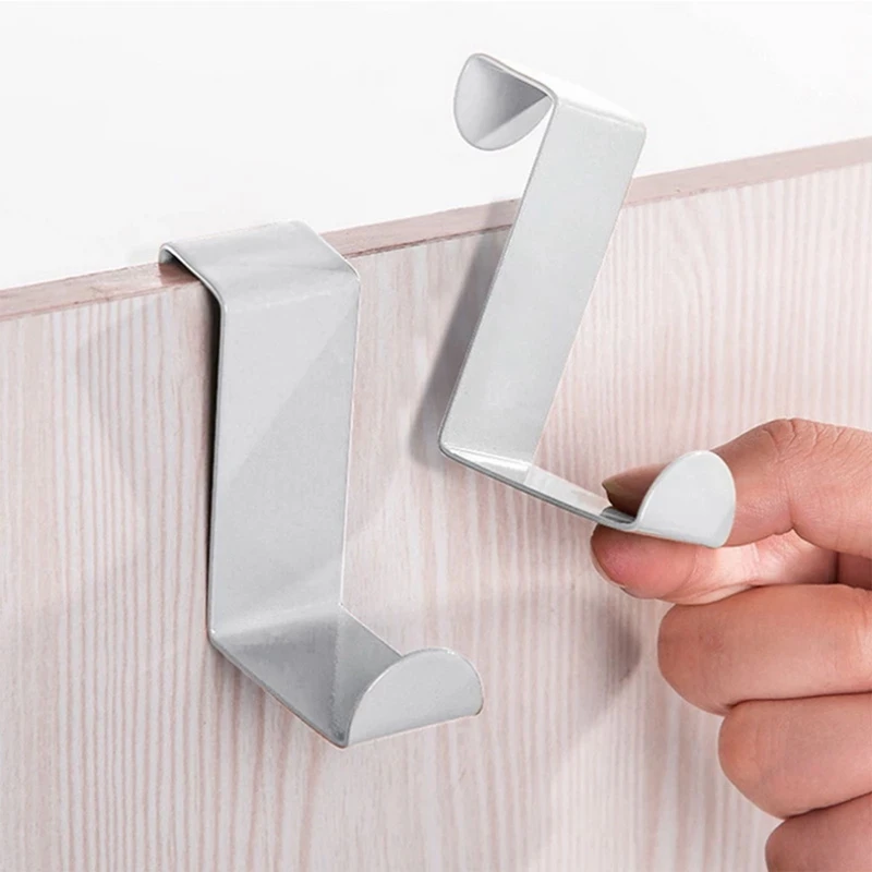 2Pcs Over The Door Hook Stainless Steel Versatile Coat Hooks Over Doors Hangers Reversible Cupboard And Drawer Hooks Kitchen Bed