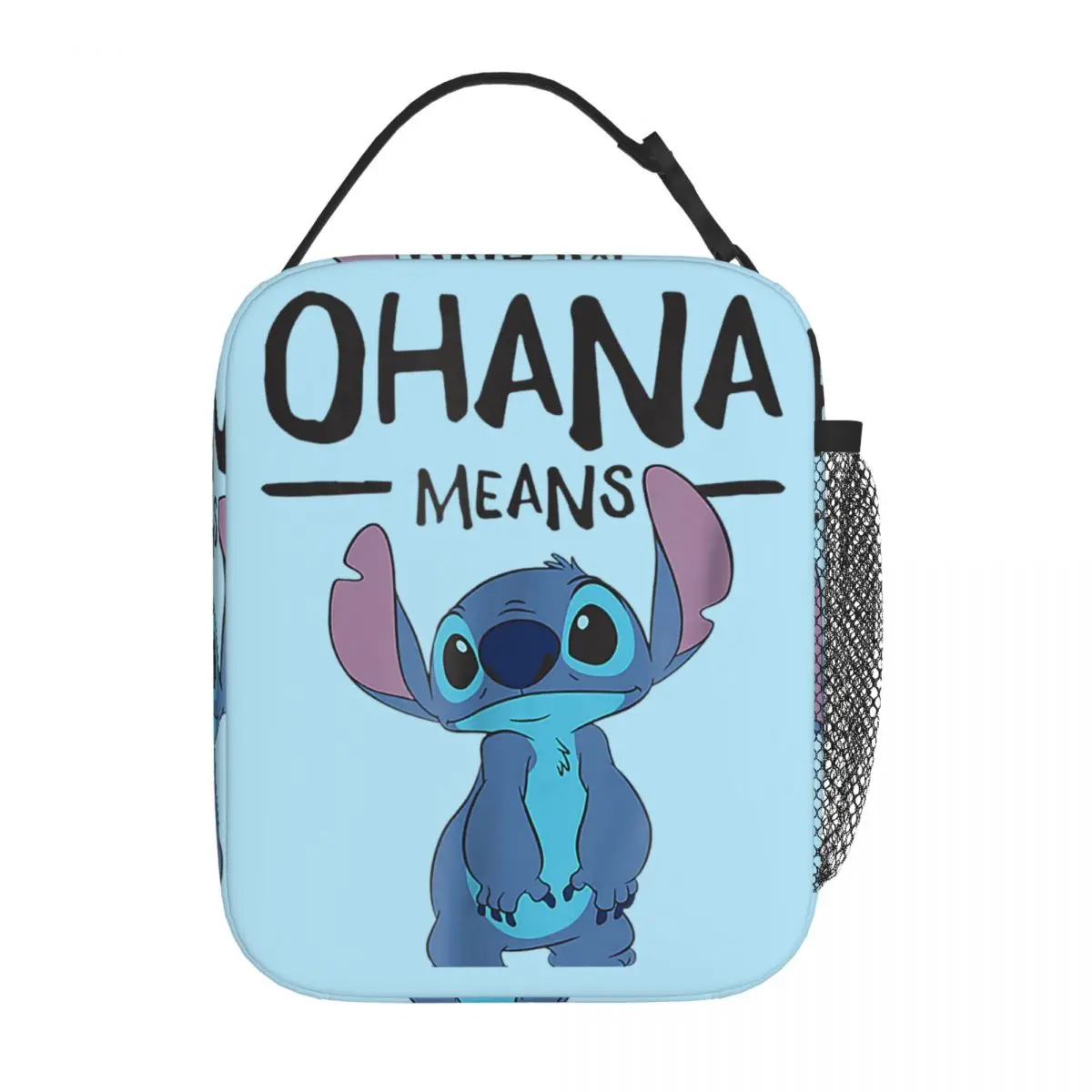 Custom Stitch Ohana Means Anime Lunch Bag for Women Thermal Cooler Insulated Bento Box Beach Camping Travel Resuable Tote Bags