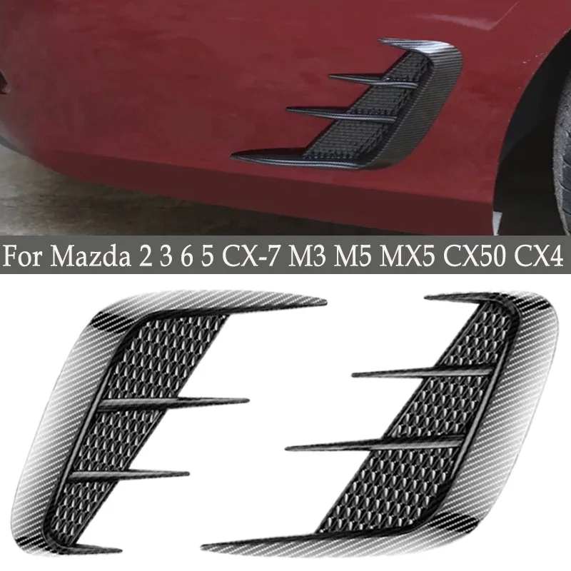 2Pcs Car Side Fenders Shark Gills Simulated Vents Grilles Hood Trim For Mazda 2 3 6 5 CX-7 M3 M5 MX5 CX50 CX4 CX6 CX9 CX3 RX7