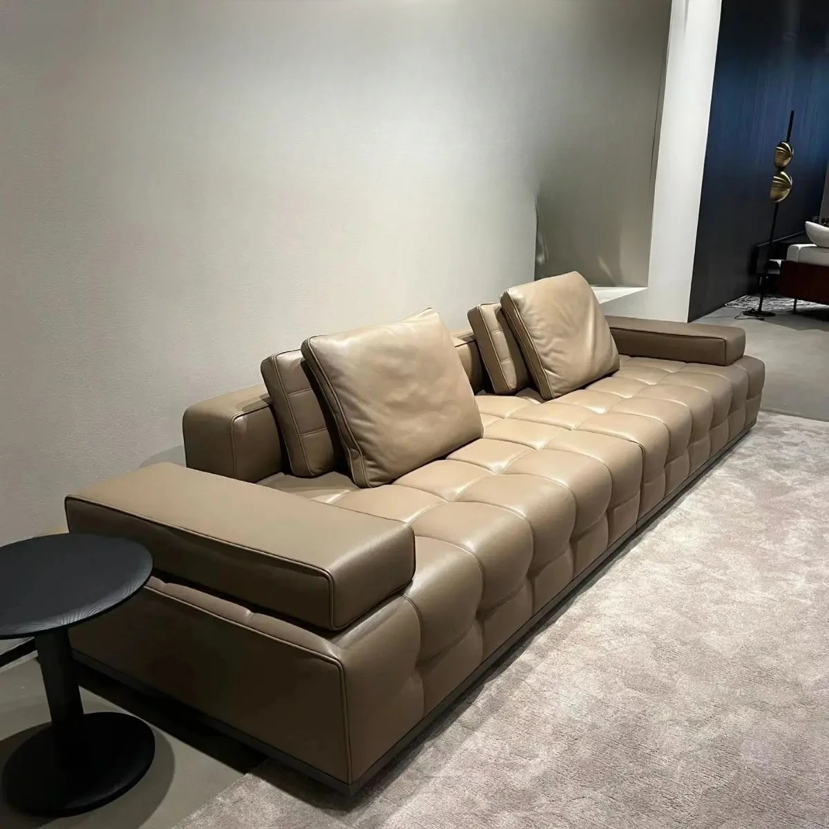 Lawrence module straight row leather sofa Italian minimalist villa living room large flat first layer cowhide sofa