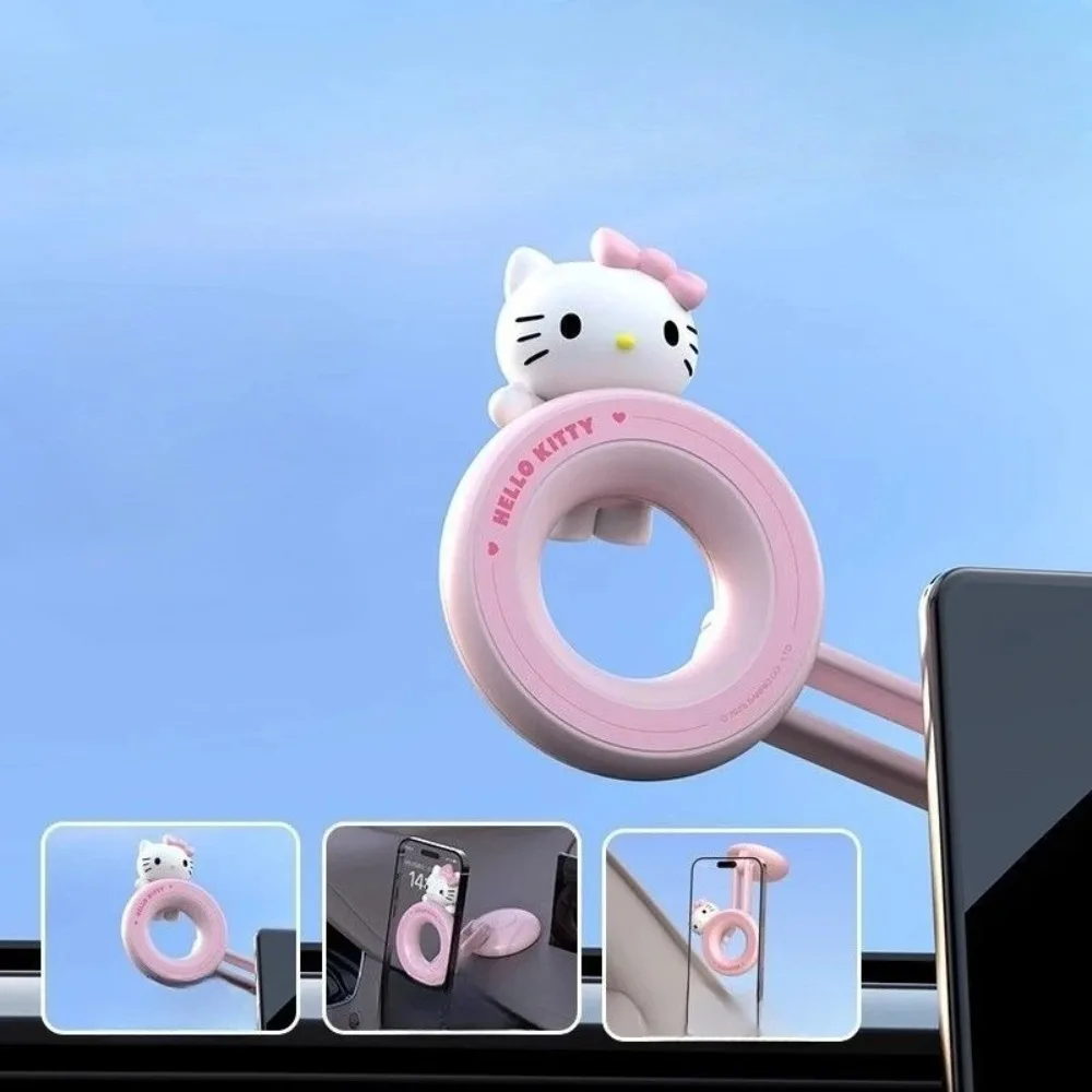 

Kuromi Dolls Magnetic Car Phone Holder Shockproof Cute Navigation Bracket Hello Kitty Car Accessories Interior Decor GPS Stand