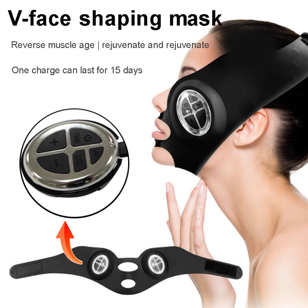 NUOVO Mento a forma di V Lifting Stringere Maschera facciale elettrica EMS Microcorrente Vibrazione Antirughe Cura della pelle Strumento di massaggio del viso
