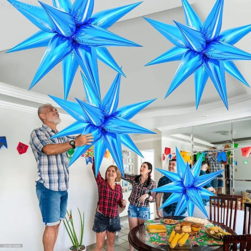 12 قطعة ثلاثية الأبعاد انفجار الدائمة ستار بالونات زينة عيد الميلاد نجمة قطرة الماء مخروط احباط بالون عيد ميلاد الزفاف ديكور