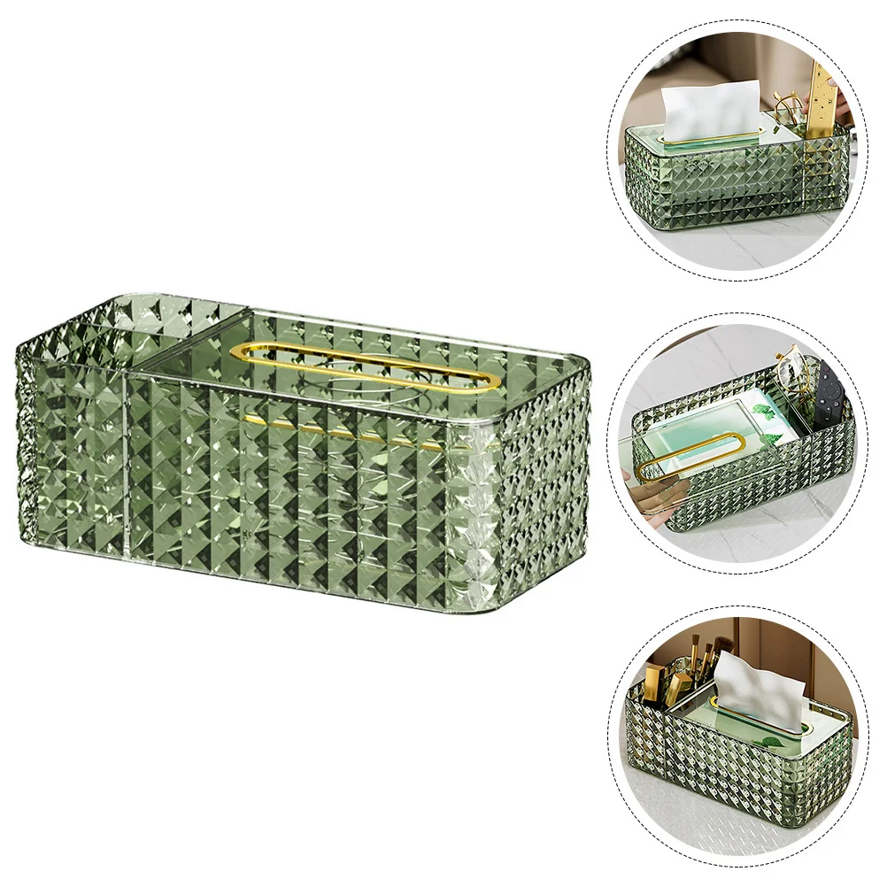 

Gold Plated Edge Wide Mouth Tissue Box Transparent Compartment Design Non-Slip Base For Home Hotel Cafe Desktop Organizer Napkin