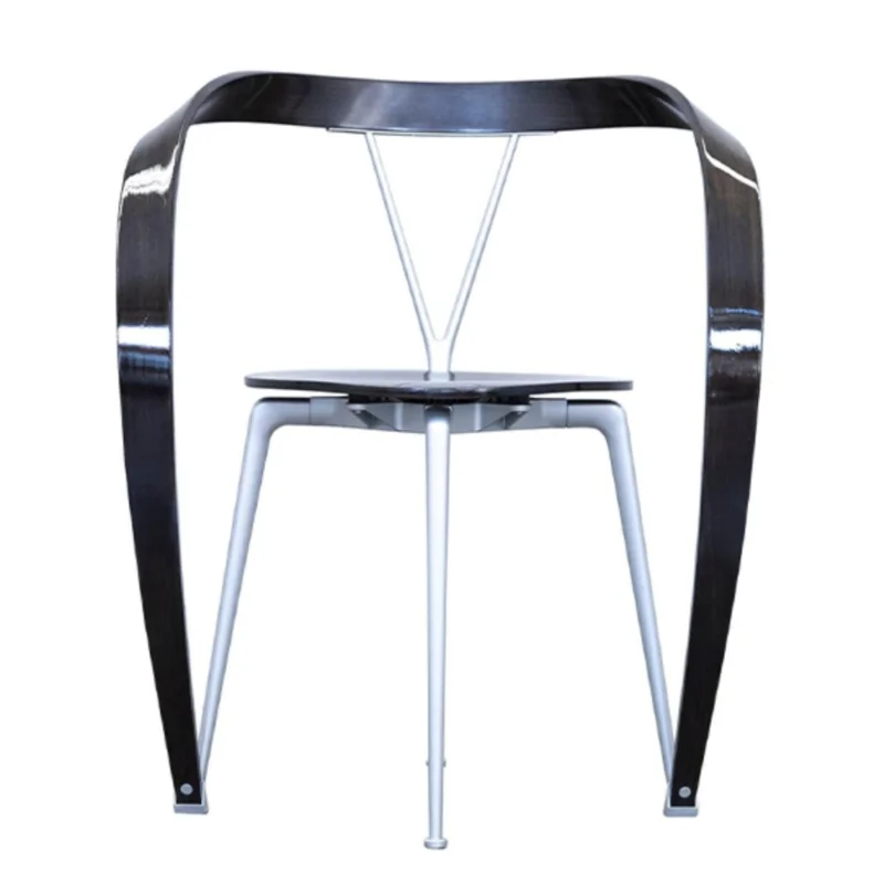

Lapel Chair Creative Modern Art Curved Wood Plate Stainless Steel Dining Chair