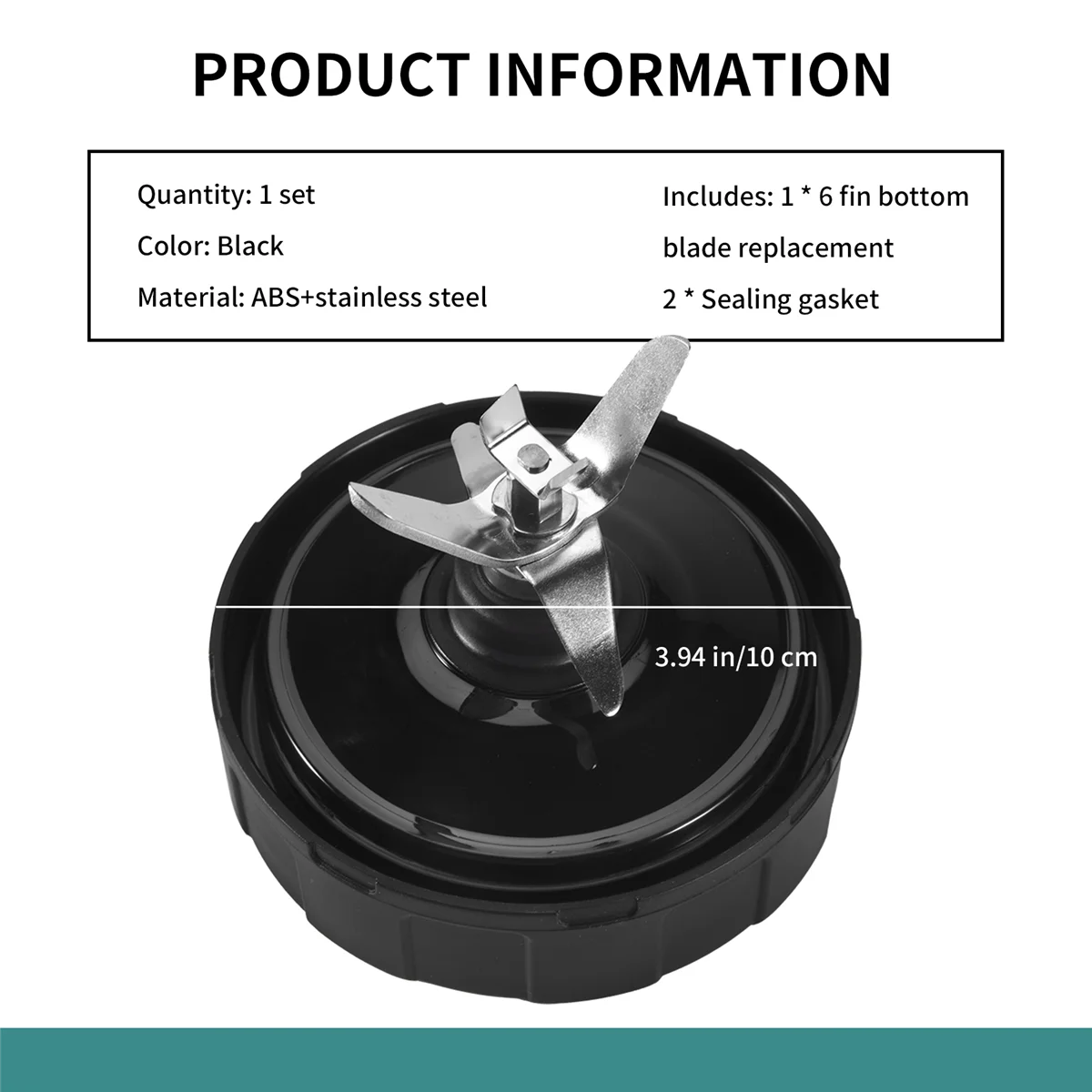 #42T 6 Fins for Ninja Blender Replacement Parts ,for Nutri Ninja Auto IQ,for Ninja Replacement Blade,(ABS+stainless steel)