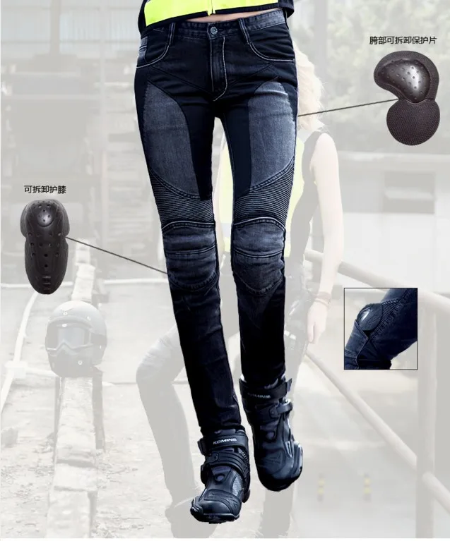 

Uglybros Women Motorcycle Motorbike Jeans Protector Detachable Racing Road Rider Four Seasons Mesh Casual Fashion Moto Pants