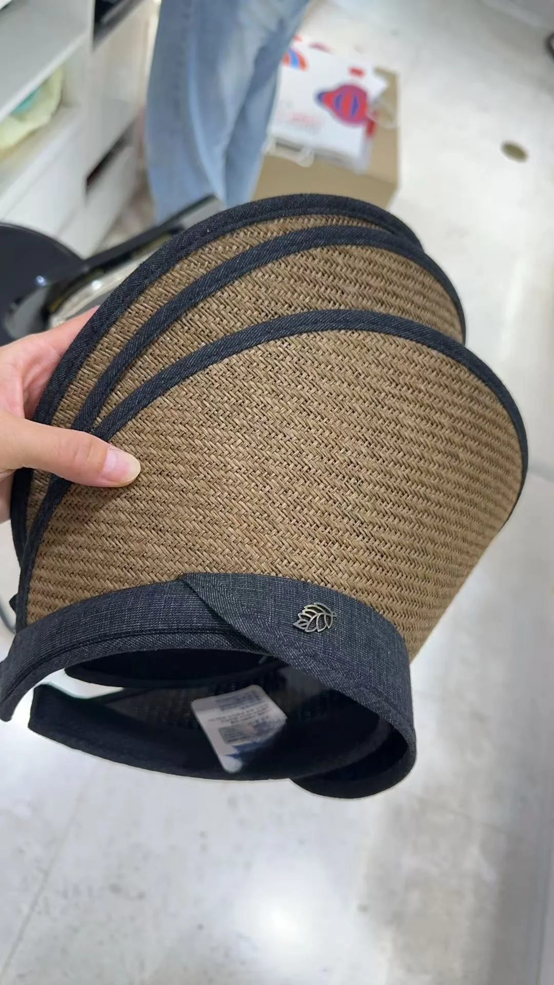 chapeau-de-paille-d'ete-pour-femmes-a-large-bord-protection-solaire-anti-uv-pour-le-cyclisme-et-les-activites-de-plein-air-avec-revetement-noir-chapeau-en-paille-unisexe-pour-jeunes-motif-geometrique-b