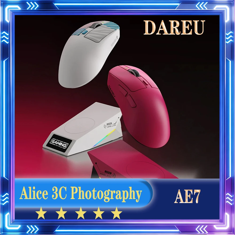 DAREU AE7 Gaming Mouse 54H20 Wirelsss Quick Trigger 8k Low Latency Esports Gaming Mouse Magnetic Base Ergonomics Office Gifts
