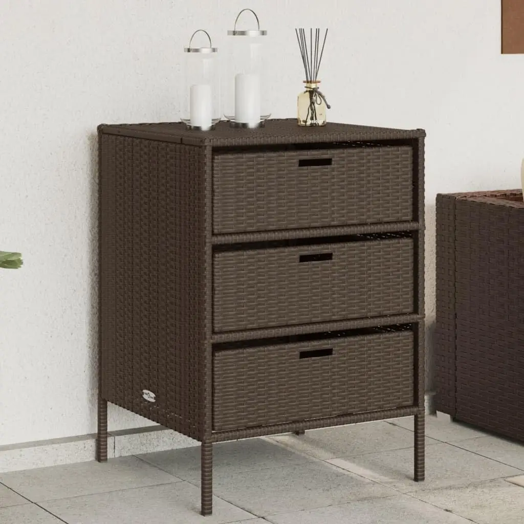 

Garden Storage Cabinet Brown PE Rattan,Powder-Coated Steel,Outdoor Storage Boxes-365552