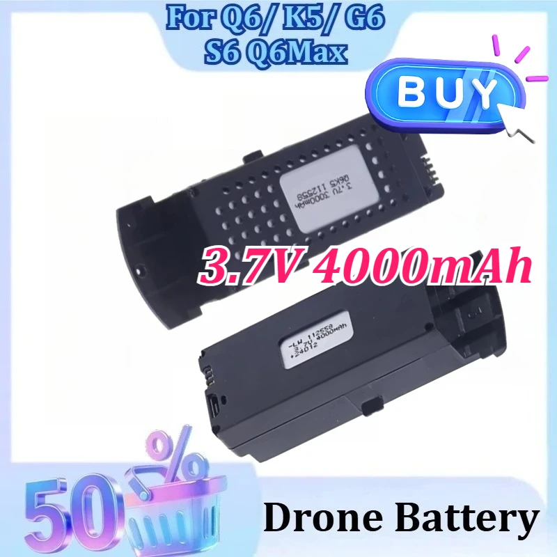 

3,7 В, 4000 мАч для Q6/K5/G6/S6 Q6Max, запасные части для радиоуправляемого квадрокоптера, обновленная батарея большой емкости для дрона, перезаряжаемая батарея