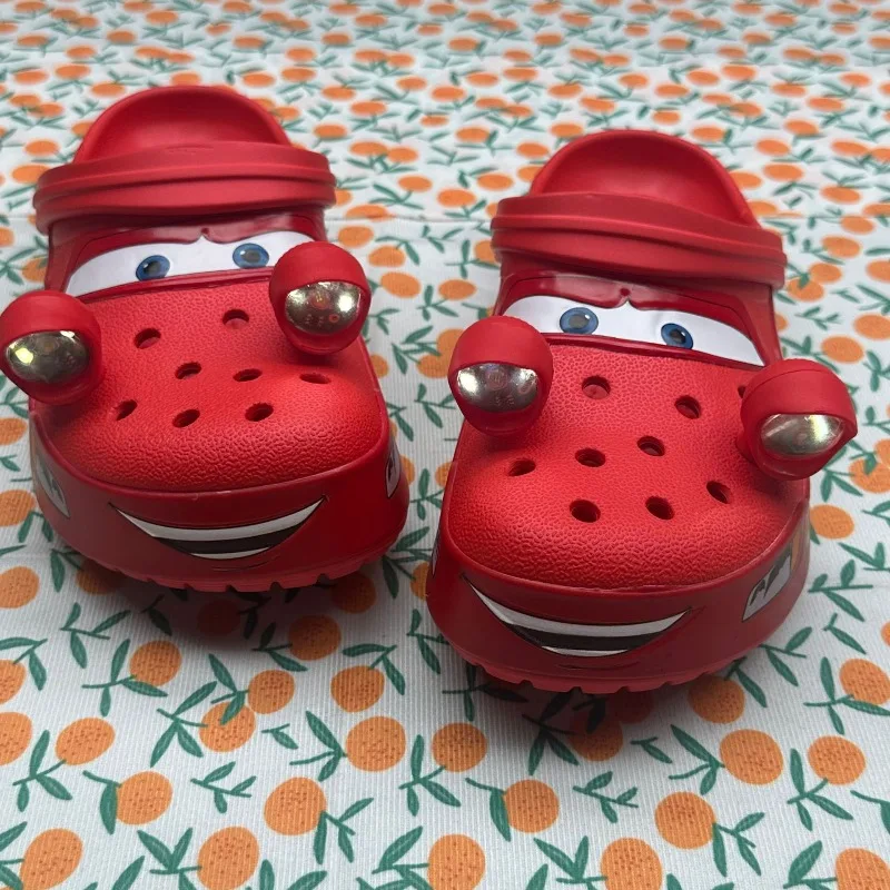 New Arrival Cartoon Numbered Car with Lights Flash Function Glow-in-the-Dark Decorative Casual Hole-Patterned Sandals