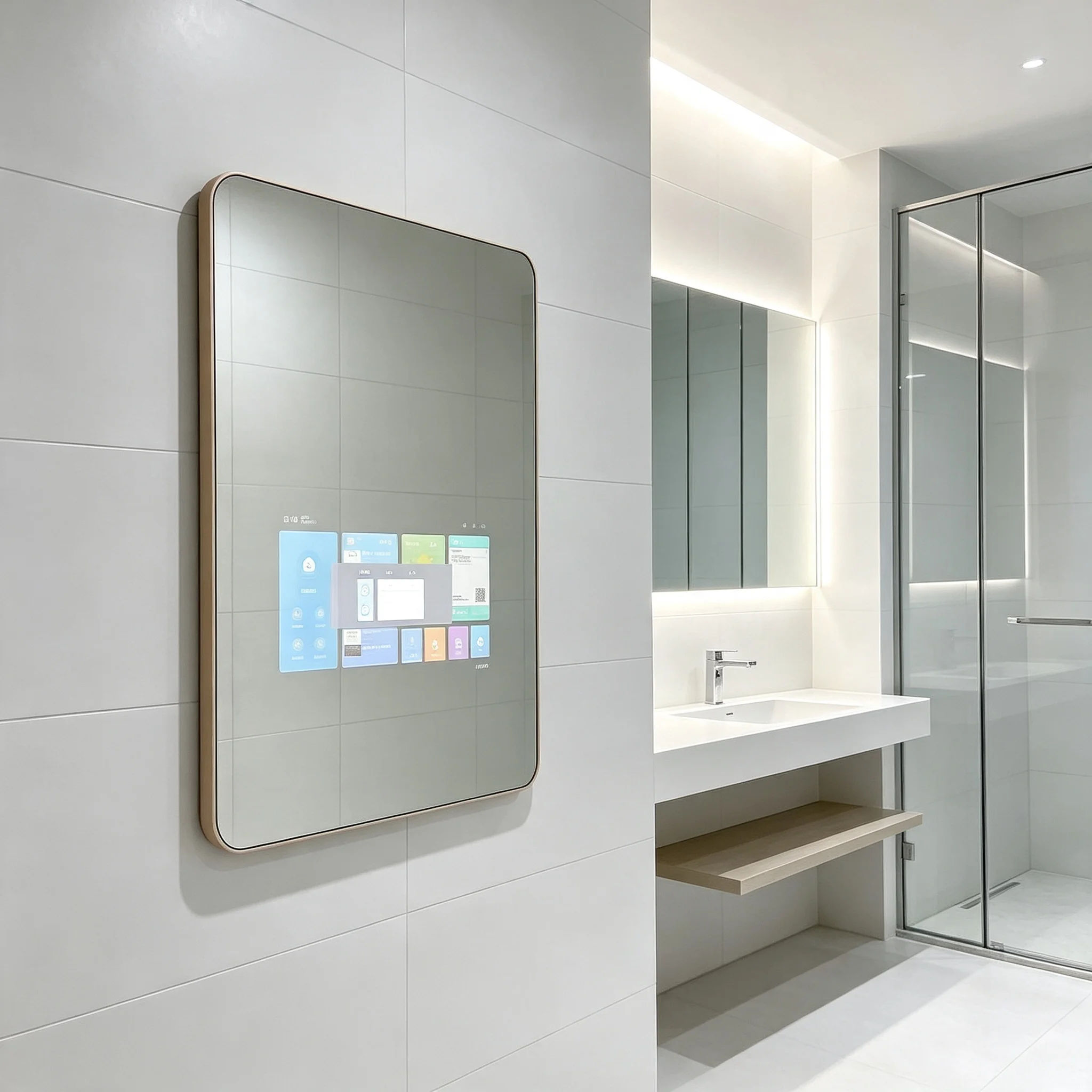 Wall-Mounted Touch Switch LED Smart Mirror Modern Square Design with IP65 Rating Adjustable Lighting for Old Bathroom Renovation