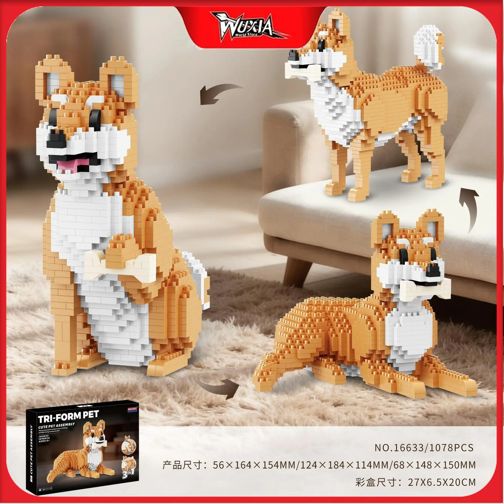 

In Stock Micro Building Blocks Dog Cat Balody Animal Pets Beagle Ragdoll Tabby Cat Model Assembly Puzzle Mini Brick Figure Gifts