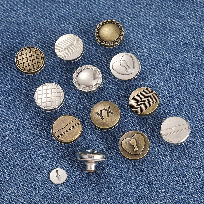 2/4Pcs Adjustable Jean Buttons 17MM No Tools Reusable Instant Jeans Buttons Pins Replacement for Pants Jeans Tightener