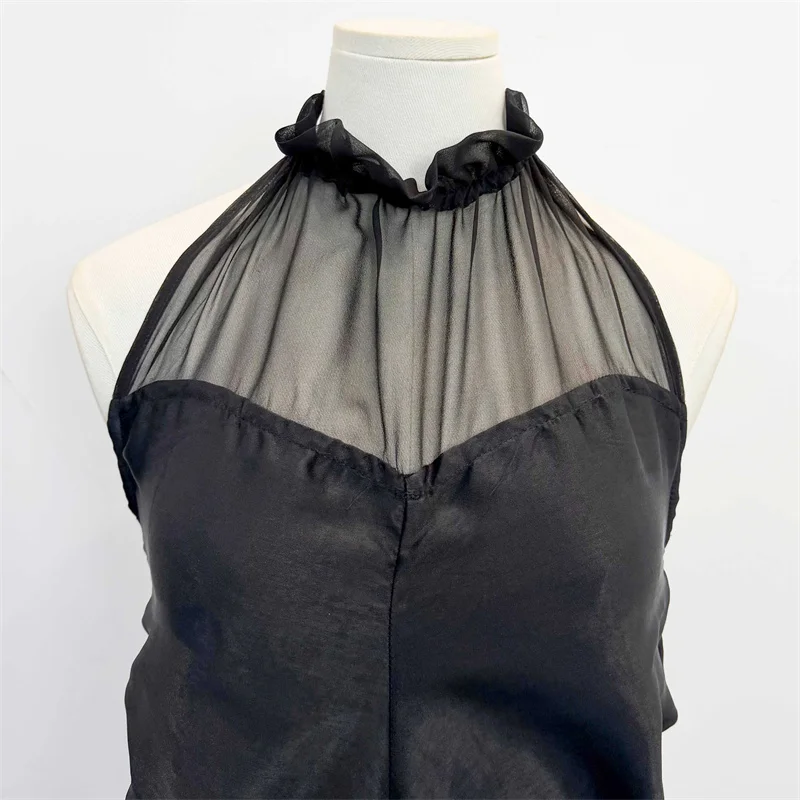 Picture 4: women's dress New pleated slim fit sleeveless long dress for summer 2026 Mesh patchwork hip hugging dress elegant party dresses
