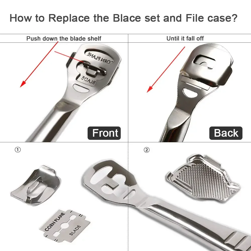 Piede Callo Rasoio Tacco Rimozione Della Pelle Dura Piedi A Mano Pedicure Rasoio Strumento Rasoi Manico In Acciaio Inox 10 Lame Strumenti Per La Cura Del Piede