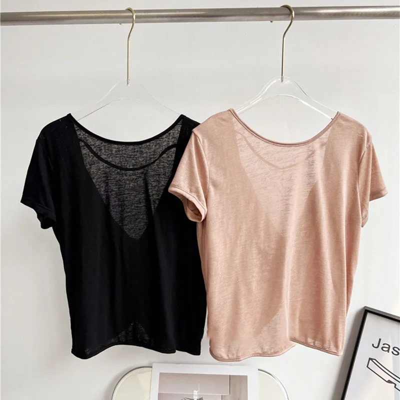 Lightweight Sexy Back Cropped Women Workout Shirts Twist Brushed Gym Tank Tops Short Sleeve Summer Yoga Top