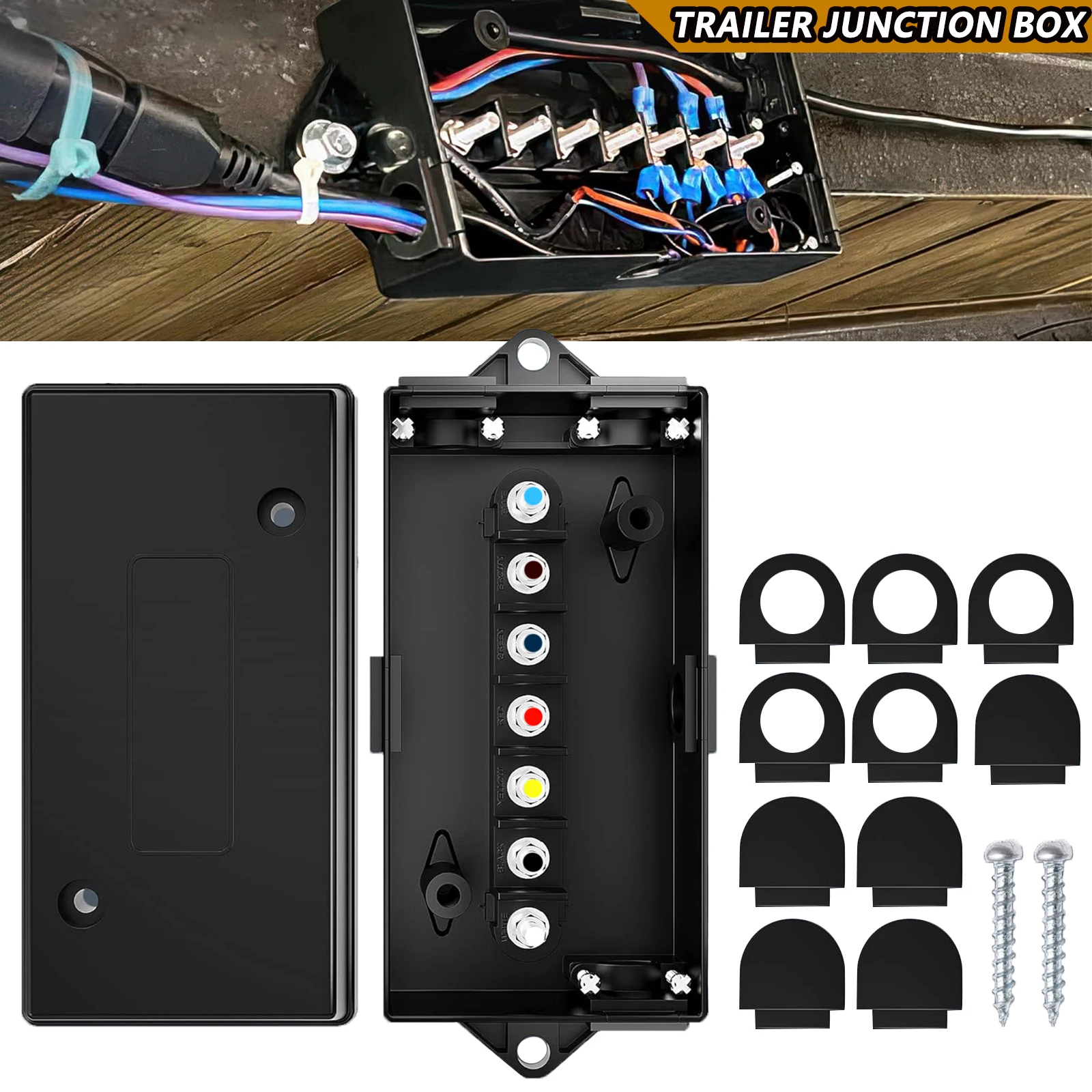 ShuBox-Barrette de fil de remorque résistante aux intempéries, 7 voies, codée, tout neuf, camping-car, météo, vert, montres légères, kit de prise