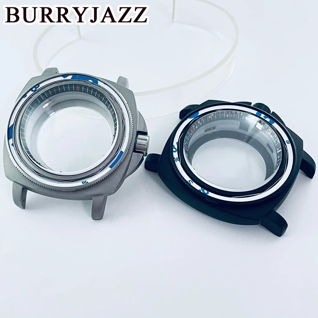 Brushed Raw Square 42mm Diving Watch Case 3 O'clock Crown Dome Sapphire Crystal Fit NH34 NH35 NH36 NH38 Movement For 28.5mm Dial