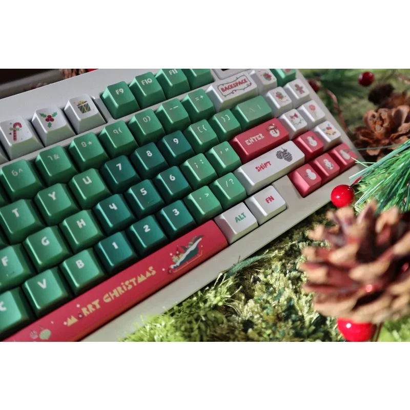 Geometric Cake Keycaps PBT Sublimation Mechanical Keyboard Personality Original Factory Height, Christmas Theme 140 Keys Full Se