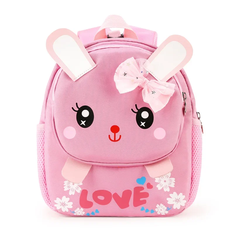 Mochila escolar de dibujos animados en 3D para niños y niñas, bolsa pequeña de princesa, conejo pequeño, antipérdida