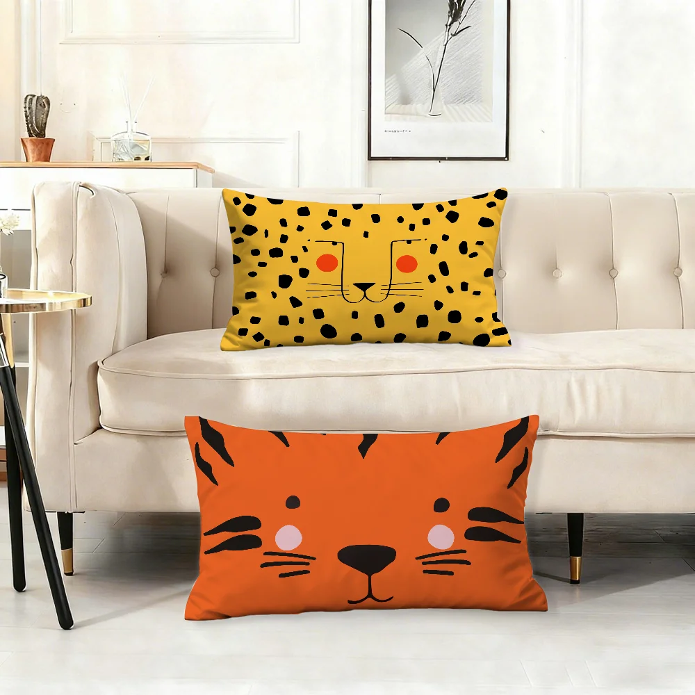 Nordic Cute Tiger Expression Pillow Case Sofa Living Room Bedroom Headboard Backrest Cushion Nap Time