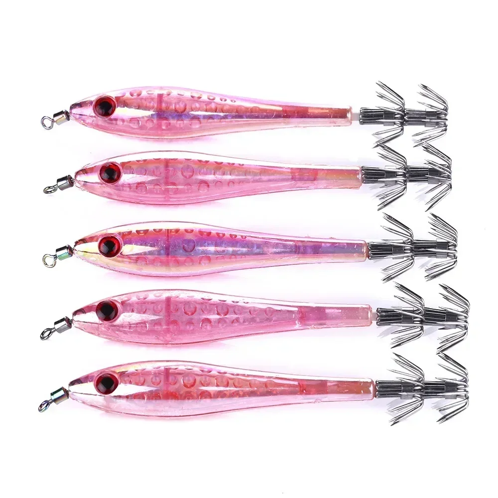 5Pcs/Lot Luminous Squid Bait Sea Fishing Squid Hooks Egi Octopus Jumping Cuttlefish Fishing Bait Artificial Bionic Fishing Tools