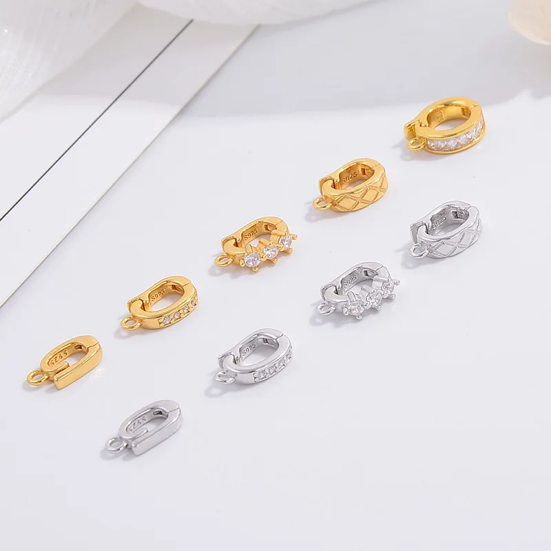 

Подвеска из стерлингового серебра 925 пробы с фианитом, универсальный разъем и концевая застежка для изготовления ювелирных изделий своими руками