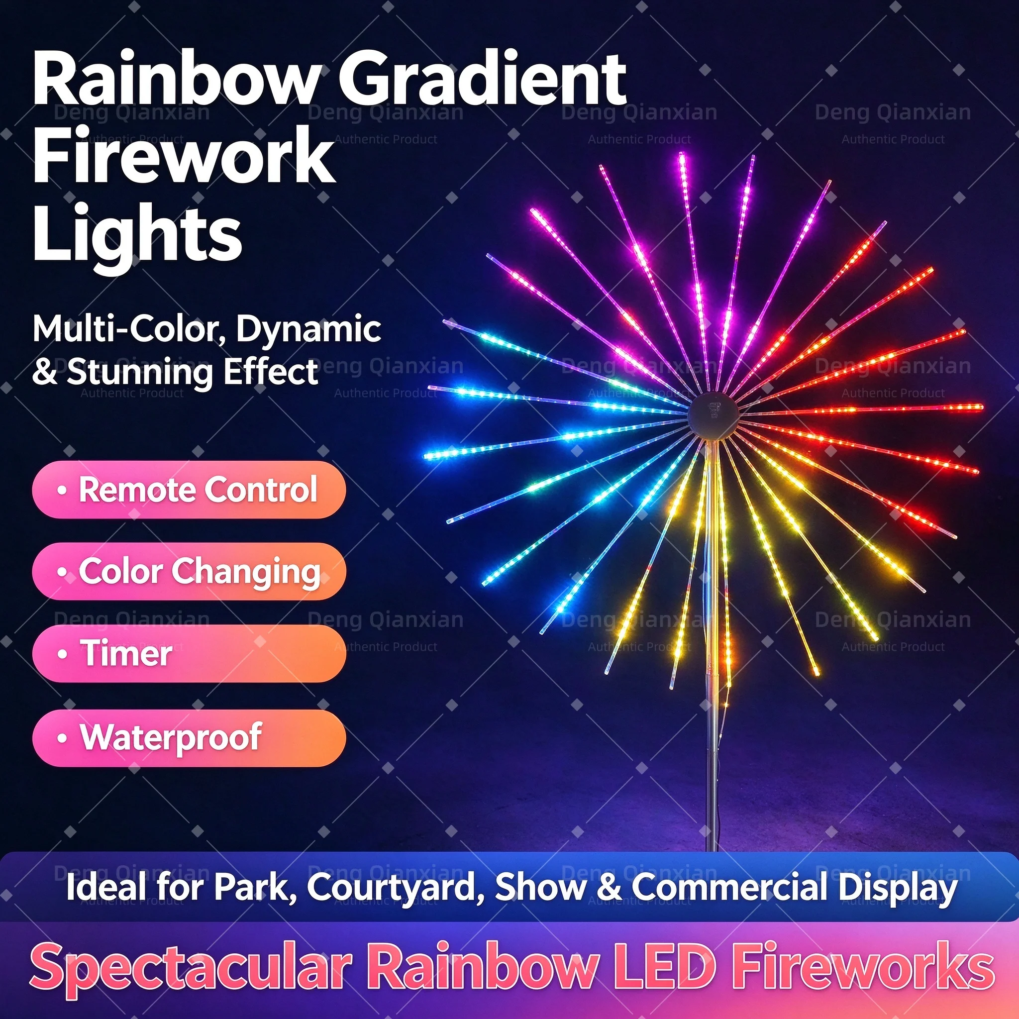 LED Sound Activated Firework Lights, Music Sync Dancing Dual Speakers RGB, Waterproof Programmable Outdoor Yard Decor Lights