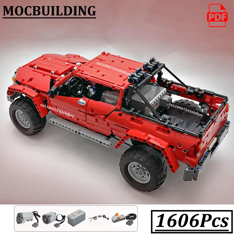 1606Pcs Off-Road Truck with PF Blocks Motorised Car with LED light MOCBUILDING Technology Vehicle with Motors Construction Toys