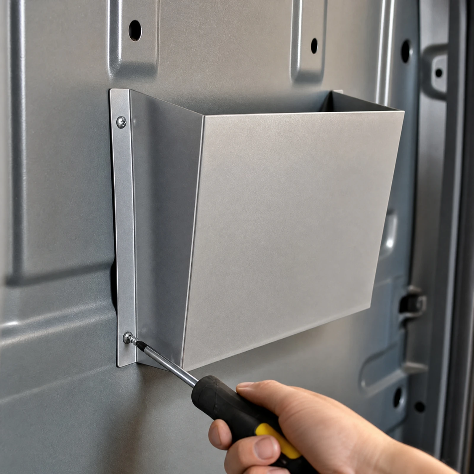2 Pieces Partition-Mounted File Organizer Compact Aluminum Alloy Van Organizer for Service Technicians, Mobile Work
