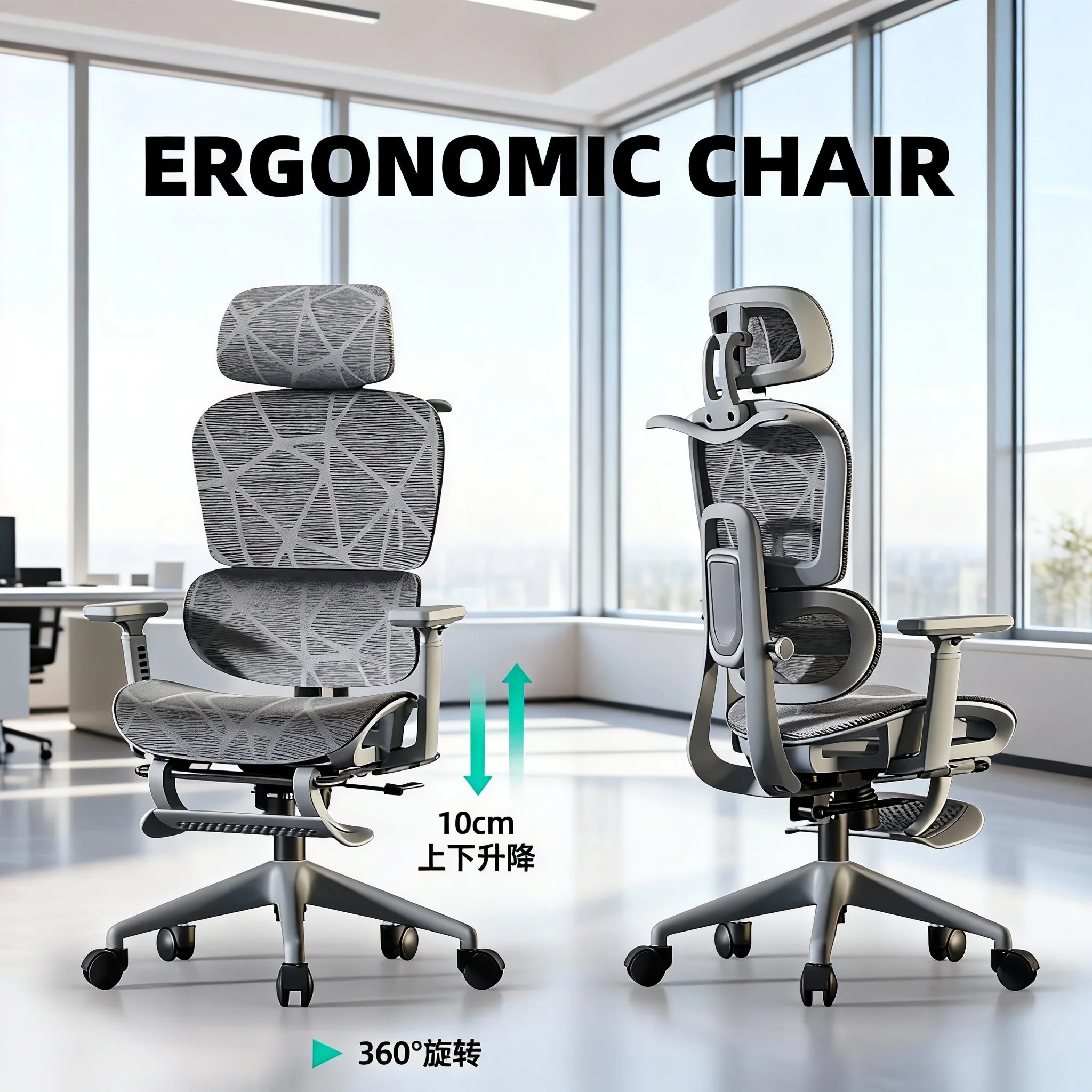 Ergonomic Office Chair High Back Mesh Desk Chair Adjustable Lumbar Support Headrest Armrest Bureaustoel Household Supplies
