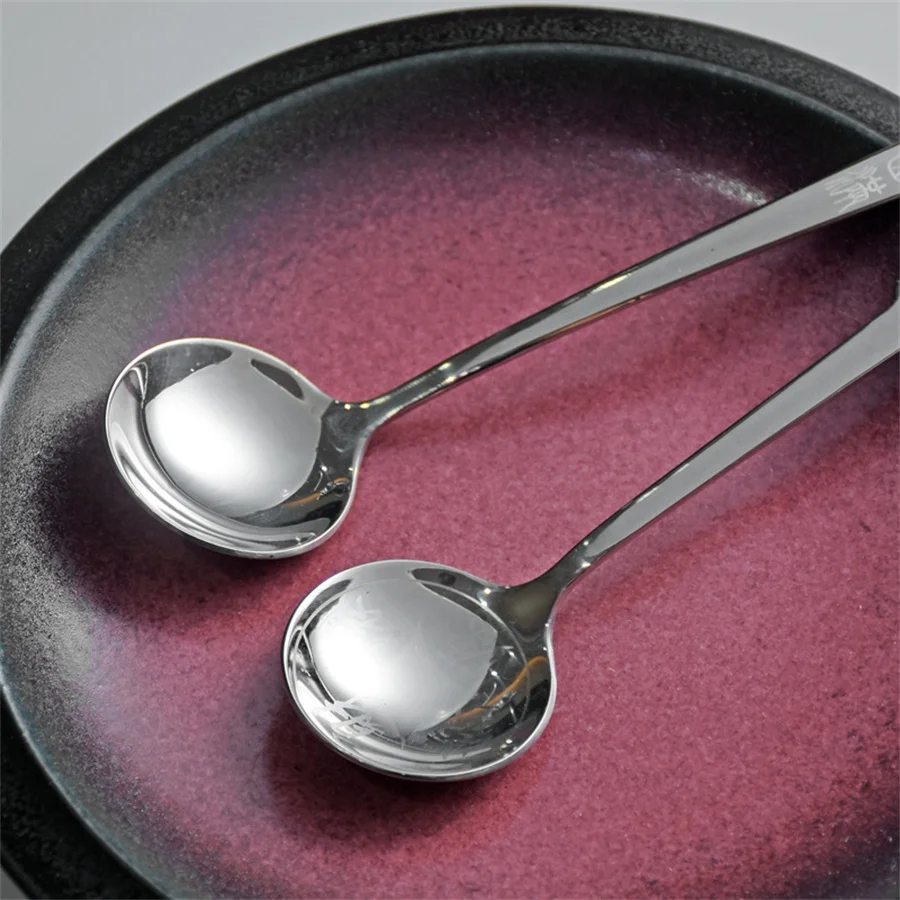 Creative Oriental Style 304 Stainless Steel Western Food Spoon, Dining Spoon, Children's Spoon, Household Tableware, Ruyi spoon