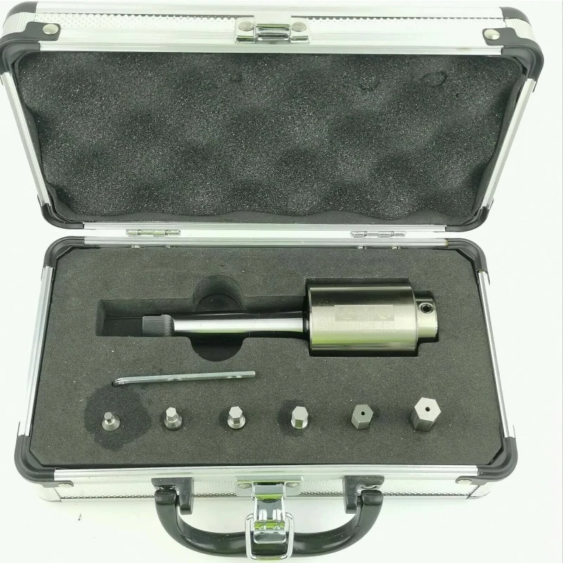 6 Heads Rotary Broach Tool Kit with MT3 Holder, Hexagon Broach Cutter for Metalworking, Internal Hex Hole Making, 4-12mm