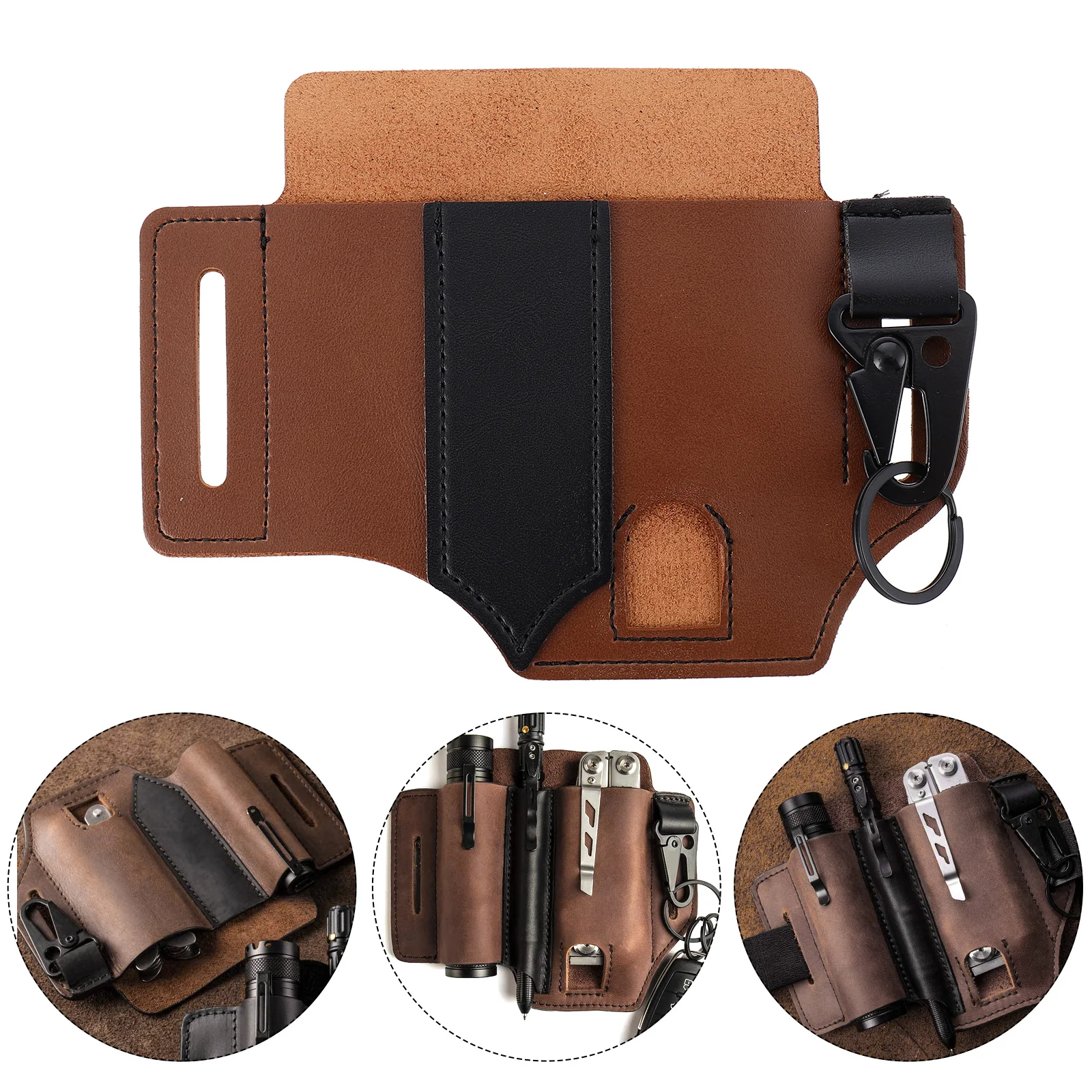 1 個アウトドアツールウエストバッグ収納ポーチレトロポケットデザインポータブルツール懐中電灯ホルダーアドベンチャー用