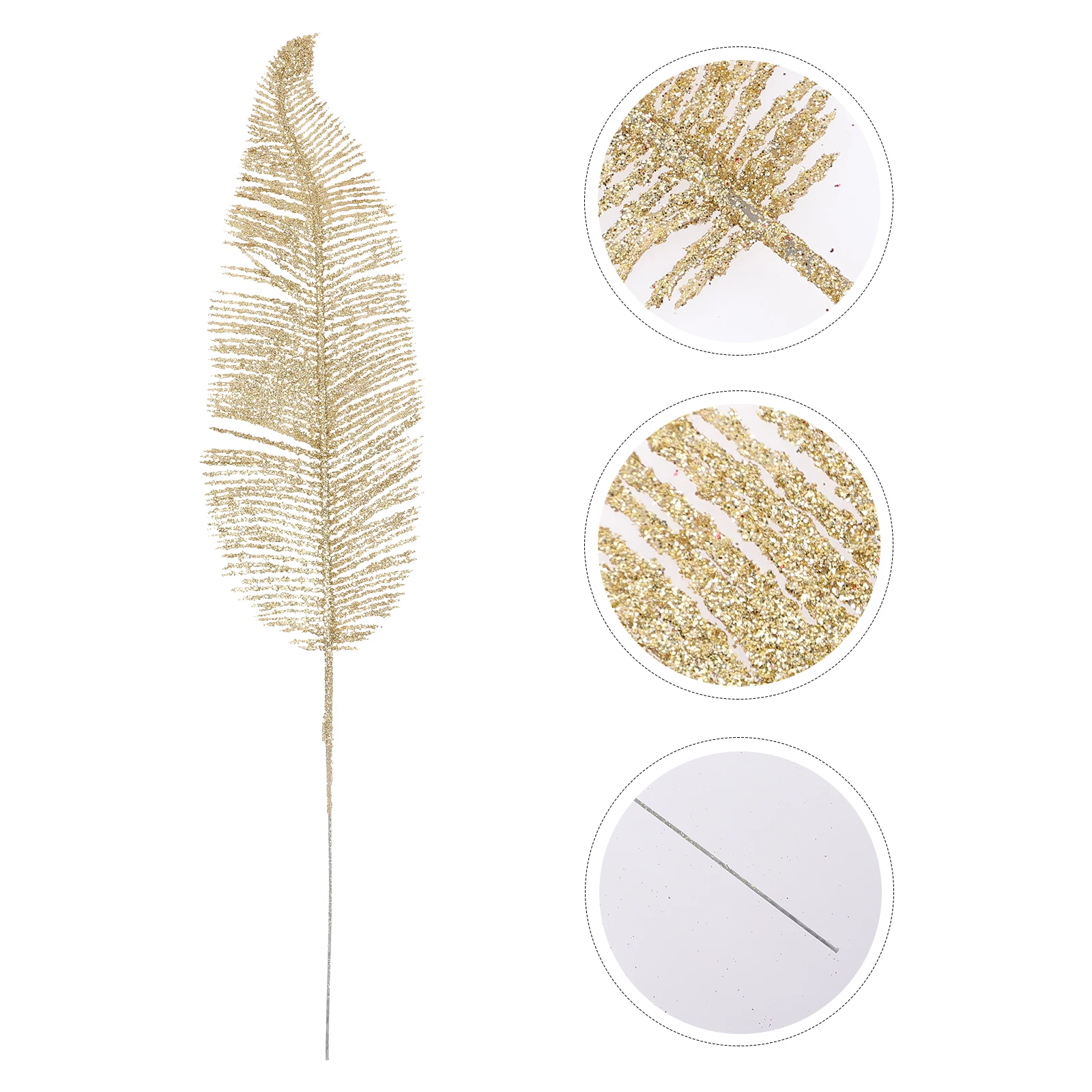 

5 Pcs Golden Plastic Props for Decoration Xmas Decorative Artificial Xmas Glitter Leaves Glitter Leaves Holiday