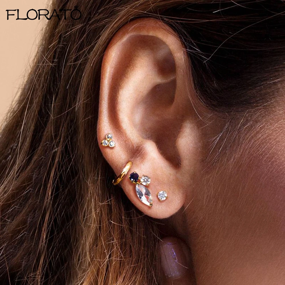 Pendientes de plata esterlina 925 para mujer, aretes de cristal de colores, joyería Simple y exquisita, regalos populares de cumpleaños