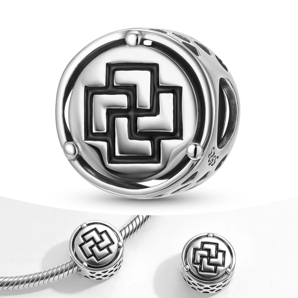 Irregular Block Tursaansydan Knot 925 Sterling Silver Religious Symbols Charm Bead Jewelry Fit Original Bracelet Diy Jewelry