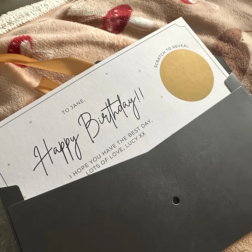 Para cualquier ocasión, sorpresa de cumpleaños, tarjeta rasca y gana de Feliz Navidad, personalizada, para cualquier ocasión, sobre con cinta